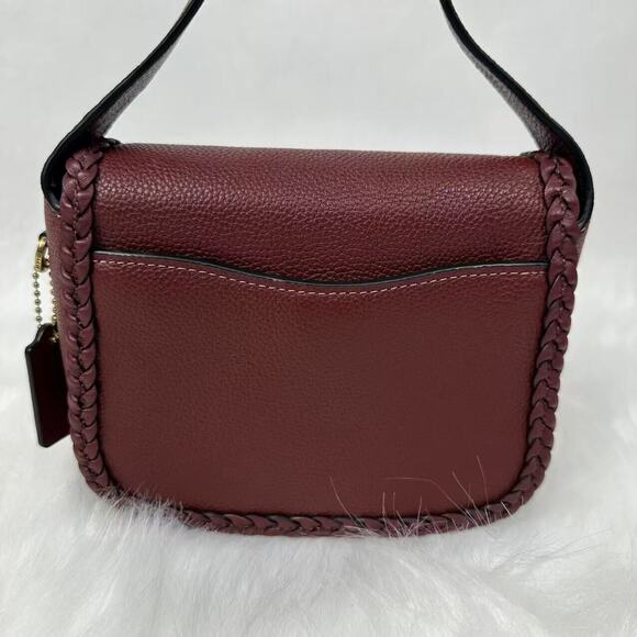Coach Tabby Messenger 19 With Braid Crossbody In Brass/Wine Leather NWT CJ837 - Picture 8 of 10